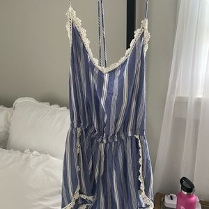 Spaghetti strap open back romper
